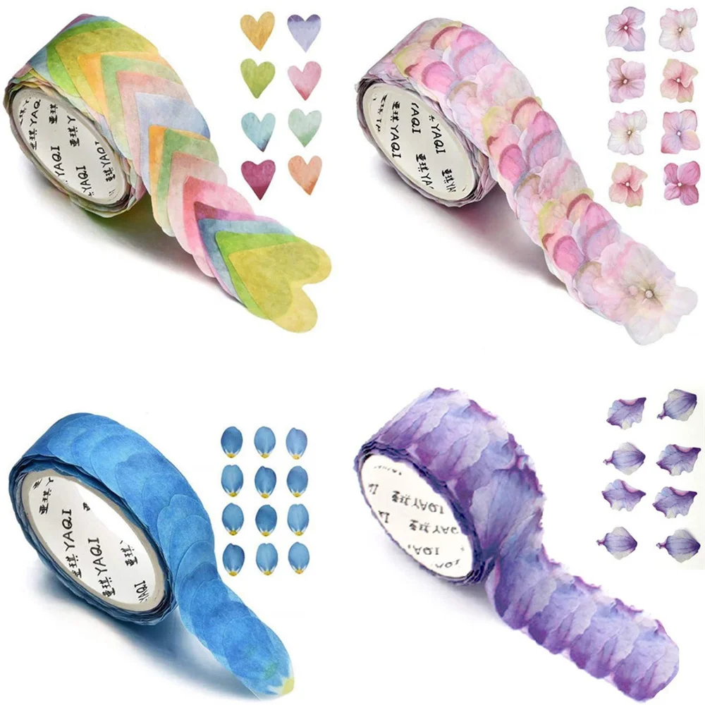 

200pcs/roll Flower Petal Washi Tape Sticky Papers Kawaii Stationery Sticker DIY Journal Planner Album Decorations Masking Tape