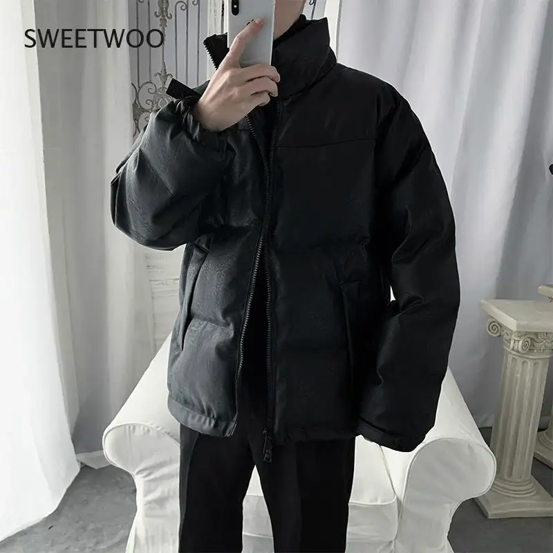 Autumn Cotton Jacket Men Casual Winter Clothing Korean Loose Stand Collar Puffy Jacket Fashion Boys Coat Thick Parka Men Xxl