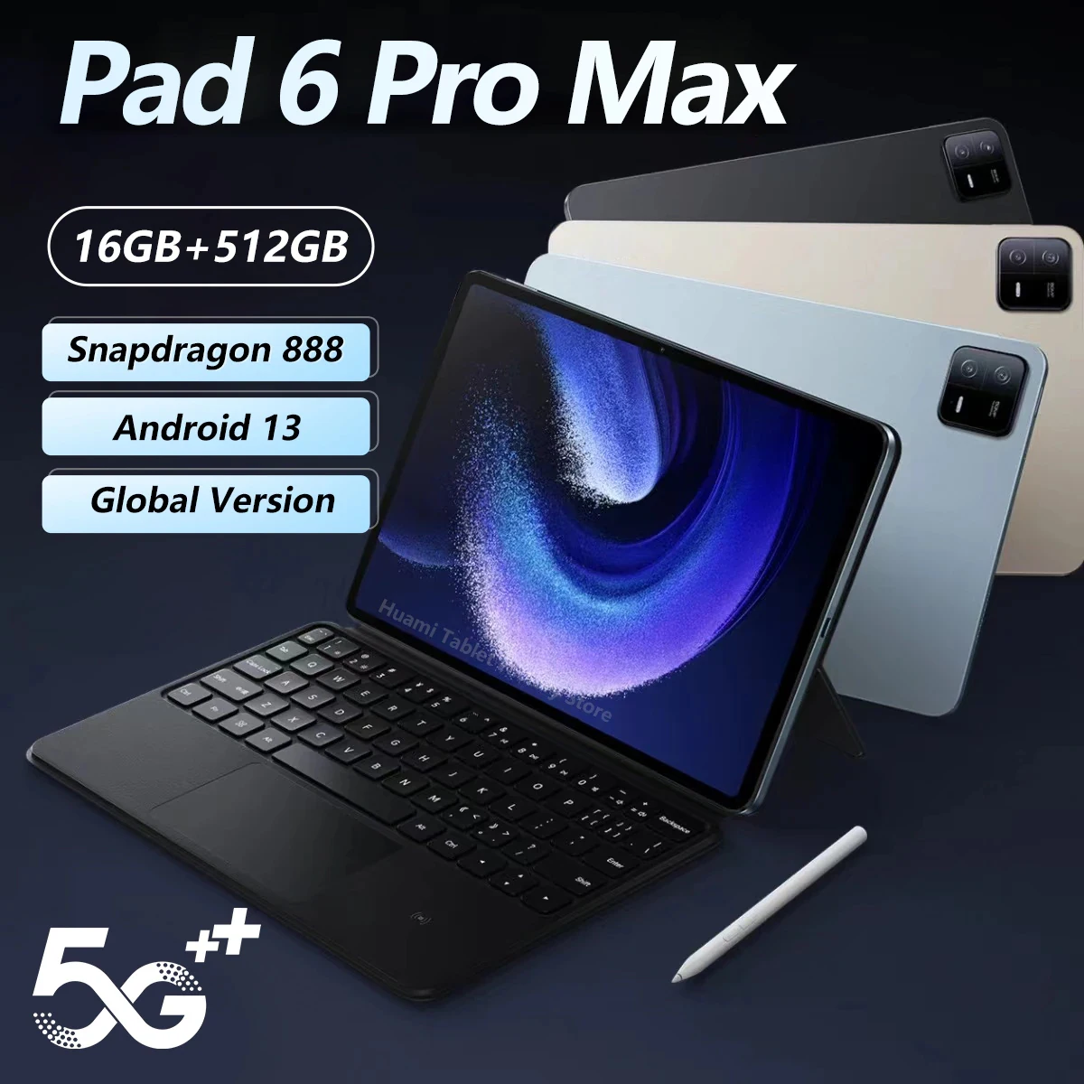 

2023 Global Pad 6 Pro Tablet Android 13 Snapdragon 888 Octa Core 16GB 516GB 10000mAh 11inch Tablet PC 5G Tab Mi HD Screen Wifi