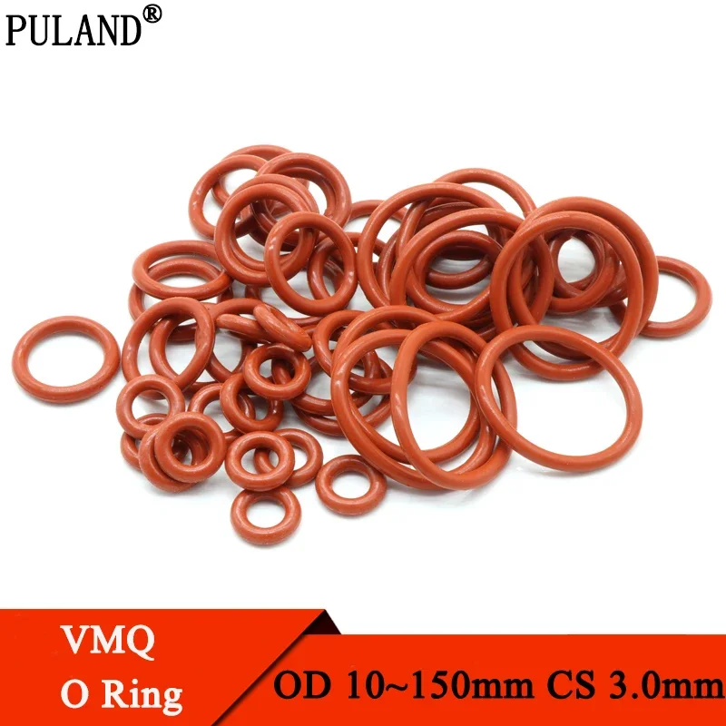 

10 шт. красное силиконовое уплотнительное кольцо CS 3 мм наружный диаметр 10 ~ 150 мм пищевая водонепроницаемая шайба с резиновой изоляцией круглой формы