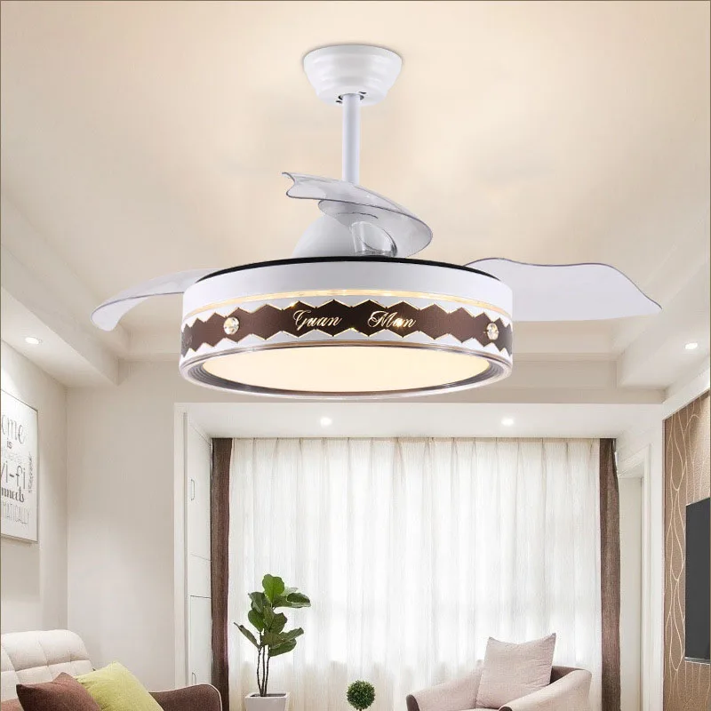 

Светодиодный Невидимый вентилятор с дистанционным управлением, современный потолочный светильник для столовой, гостиной, светильник щени...