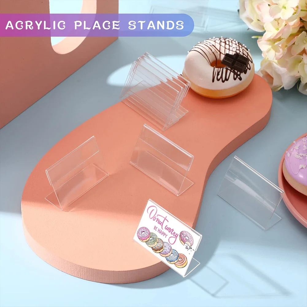 

40x Price Tag Stand Mini Acrylic Sign Display Holder Price Name Card Tag Label Stand Bracket Home Decor Purse Perfume Display