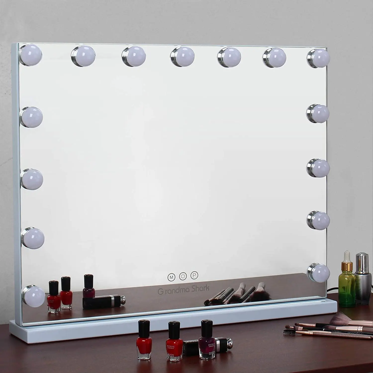 

Makeup Mirrors Rectangle Hollywood Mirror with LED Lights Cosmetic Lighted Vanity Tabletop Wall Mounted Mirror with Touch Screen