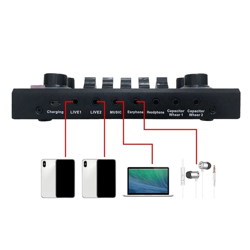 Звуковая карта V10 звуковая для микрофона в реальном времени звуковой интерфейс и