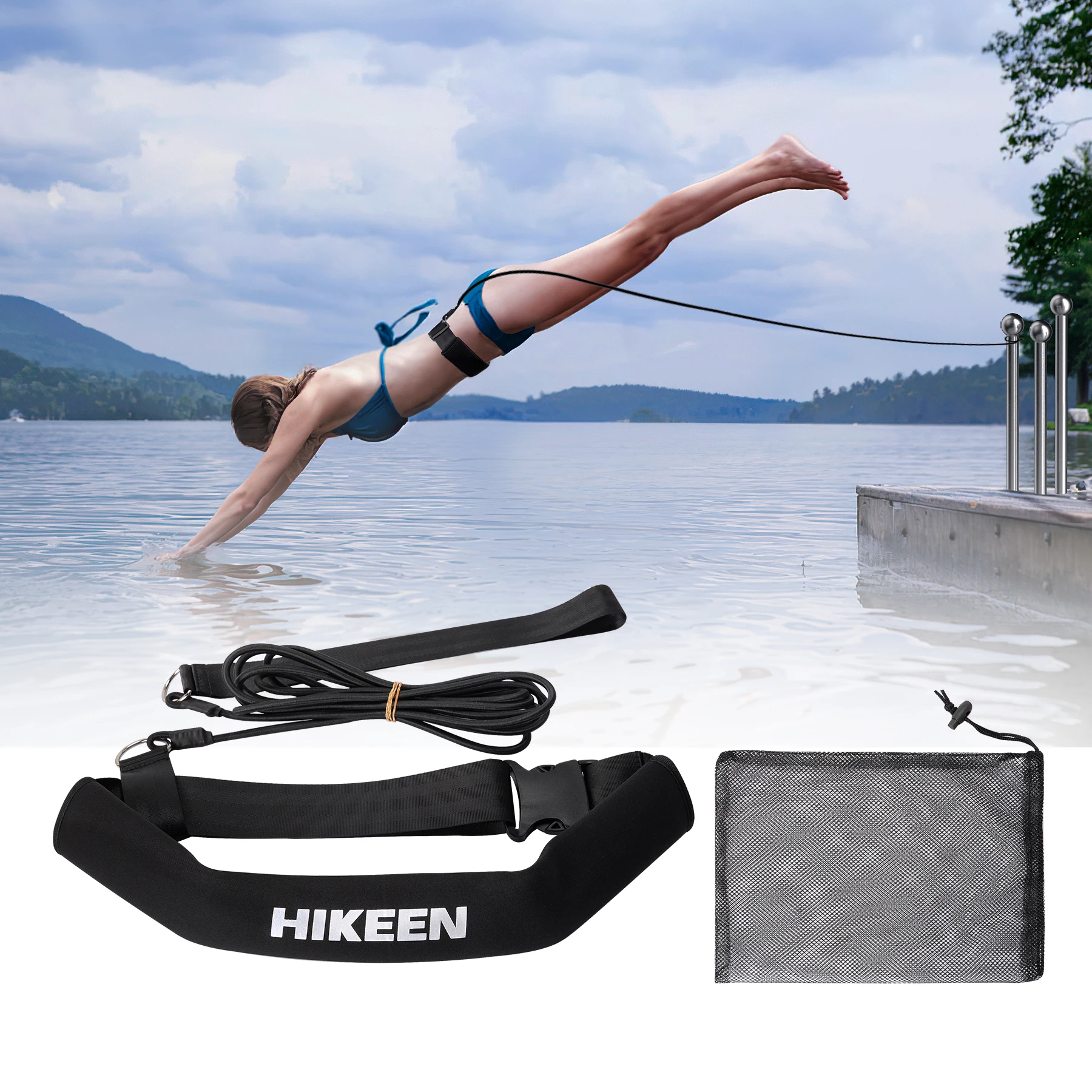 Регулируемый аксессуар для плавания эластичный резиновый ремень 4 м детей