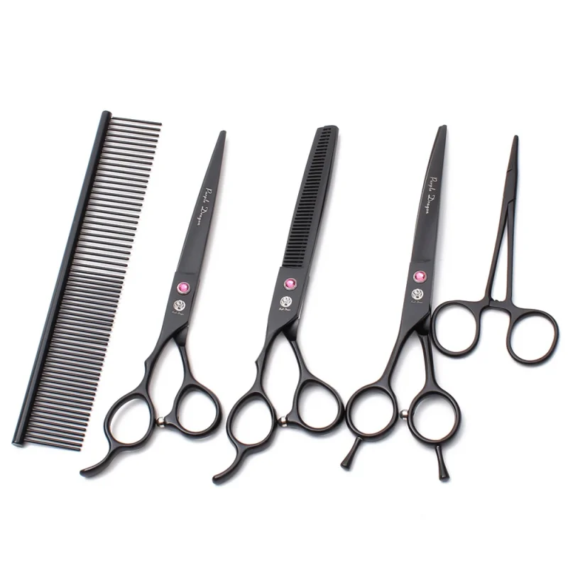 

Ножницы Groomer с левой ручкой, 7 дюймов, фиолетовый дракон 440C, ножницы для груминга собак, изогнутые ножницы для стрижки, филировка, искусственн...