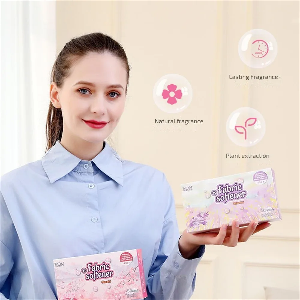 

Pink Softener Paper Natural Fragrance Laundry Softener Detergent Xiangyi Tablets Soft Clothes Paper Texture Fabric Softener