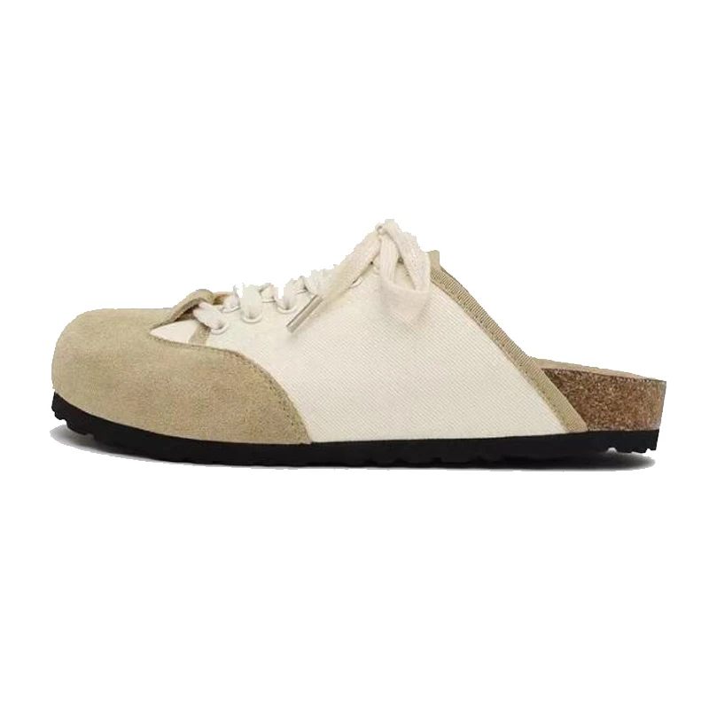 

2023 летние брендовые новые замшевые парусиновые туфли, модные женские туфли на плоской подошве, со шнуровкой, с круглым носком, шлепанцы для ...