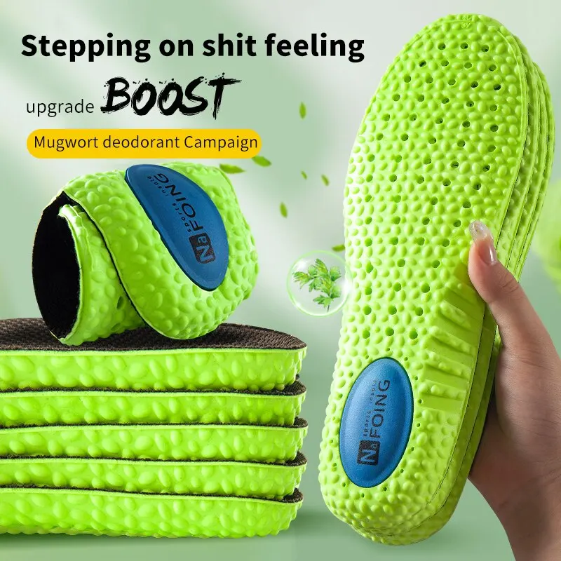 

Sports Shock Absorption Insole Green PU Memory Foam Breathable Arch Support Orthopedic Shoes Pad Men Women Feet Care Shoes Pad