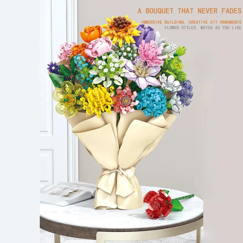 Вечный блок цветов в сборе букет настольное украшение цветок Детский пазл