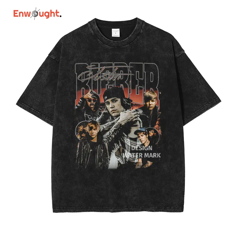 Футболка Джастин Бибер в стиле хип-хоп рэпер певец JBiebs топы футболки винтажная