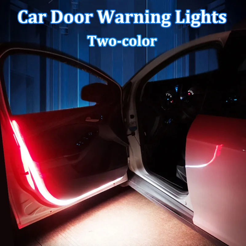 4Pcs Car Door Decoration Light Strips 12V LED Opening Warning LED Lamp Strip Car Styling Strobe Flashing Light Safety Waterproof