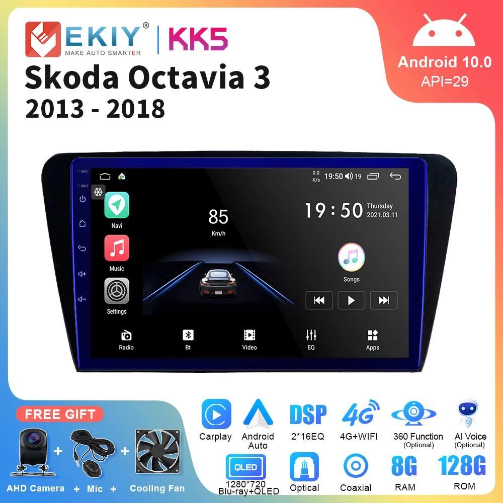 

EKIY KK5 10.1" 2din Android 10 Car Radio Multimedia Player Navigation GPS For Volkswagen SKODA Octavia 3 A7 2013-2018 Head Unit