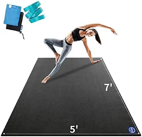 

Large Yoga Mat 7'x5'x9mm, Extra Thick Comfortable Barefoot Exercise Mat, Non-Slip, Eco-Friendly Workout Mats and Home Gy
