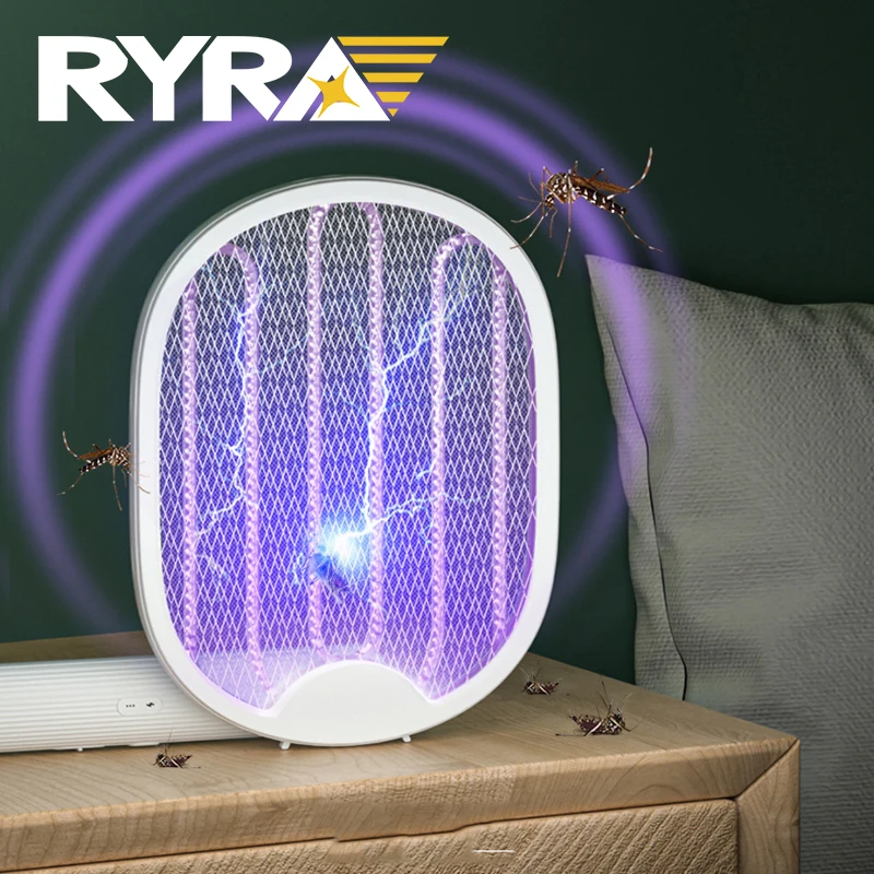 

Mosquito Racket USB Rechargeable Fly Zapper Swatter With Purple Lamp Seduction Trap Summer Night Baby Sleep Protect Tools