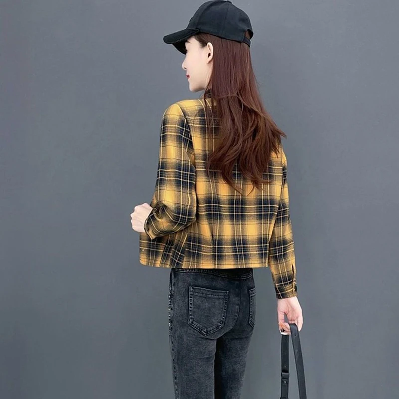 Японские модные рубашки женские весенне-осенние короткие утягивающие топы с