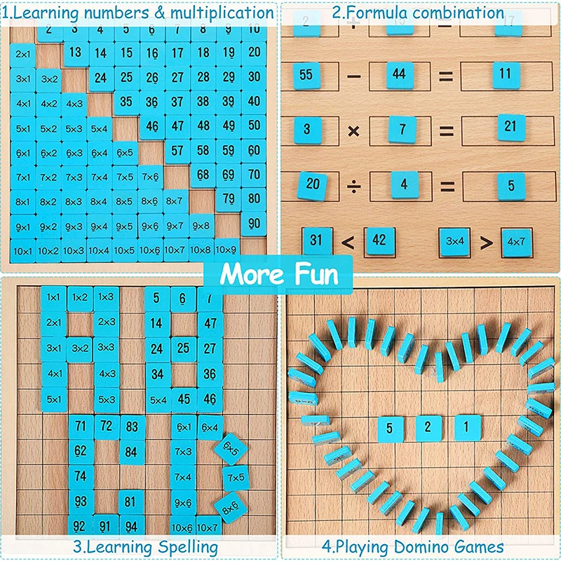 

Montessori Material Children Wooden Toys 100 Multiplication Baby Early Education Tables Board Math Toy