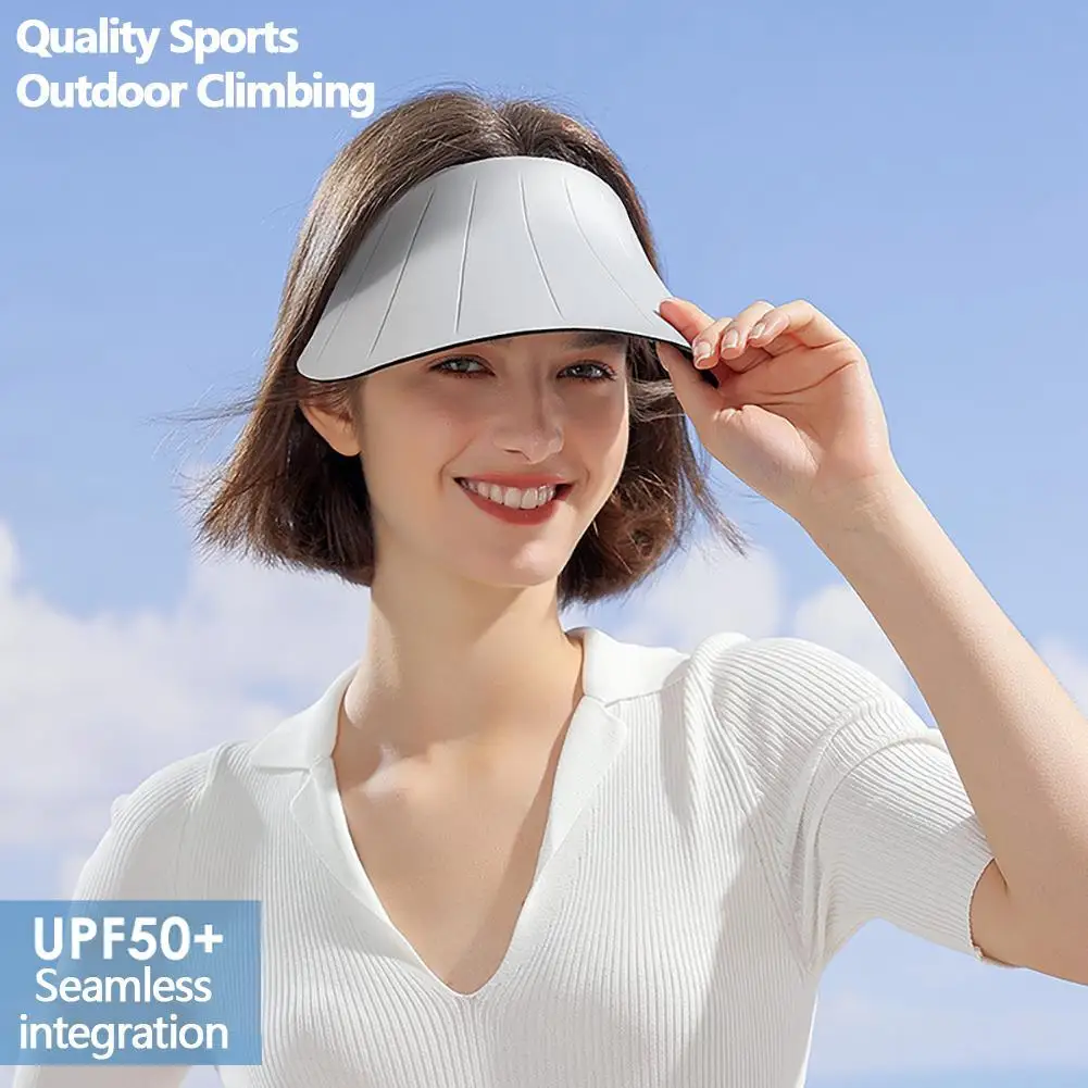 

Women Summer Anti-Uv Sun Hat Wide Brim Beach Empty Top Visor Hats Adjustable Sunscreen Cap Female Outdoor Sports Cap