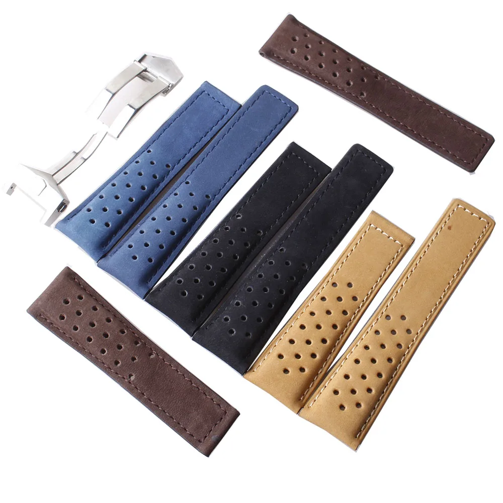 

Cow Leather Watchbands For TAG HEUER CARRERA Series 20mm 22mm 24mm Men Band Watch Straps Wrist Bracelet Accessories fold buckle