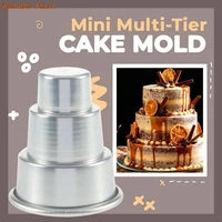 mini 3 tier cake mould aluminum alloy multi tiered cupcake diy round cupcake pudding cookie chocolate baking pan