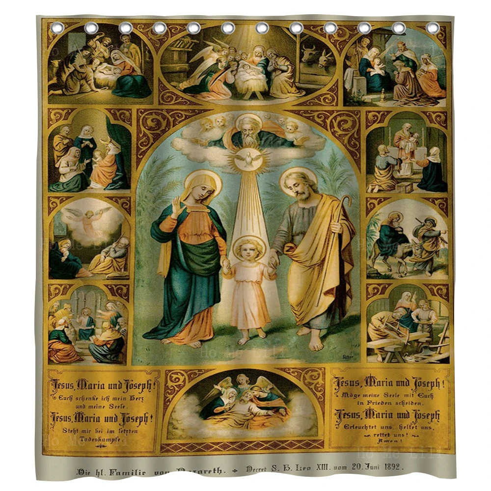 

The Holy Family Of Nazareth Jesus Mary And Joseph Sacred Print Fabric Shower Curtain By Ho Me Lili For Bathroom Decor