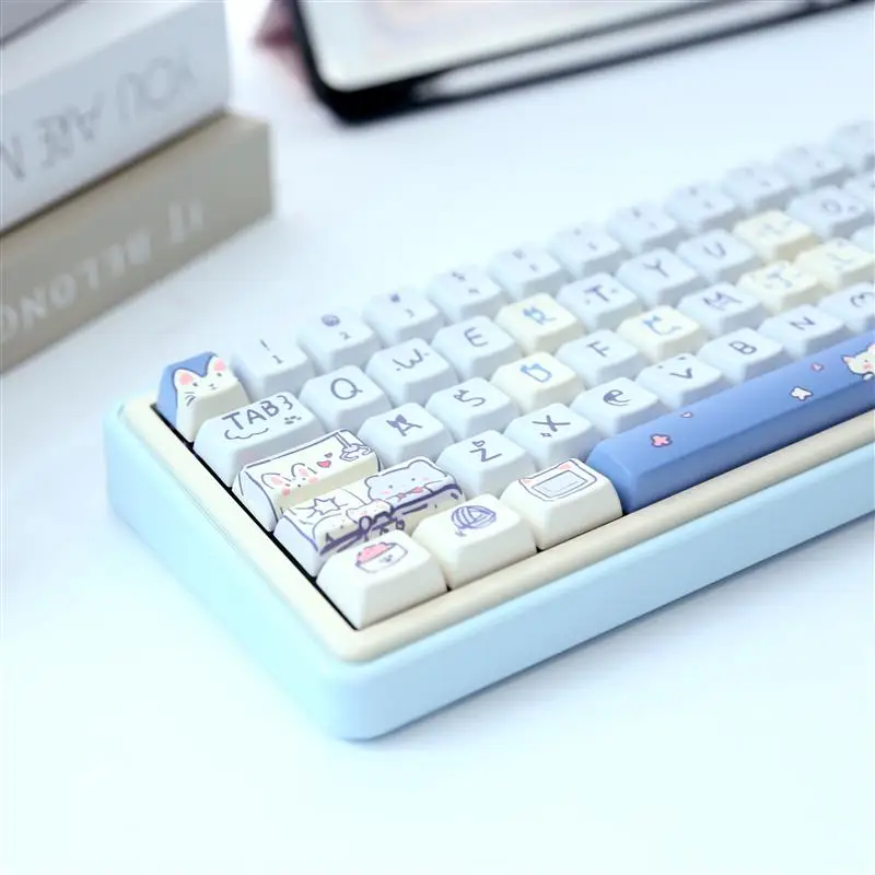 Колпачки для клавиш ZUOYA 147 MDA синий Мяу мяу тема PBT односторонняя сублимация тепла