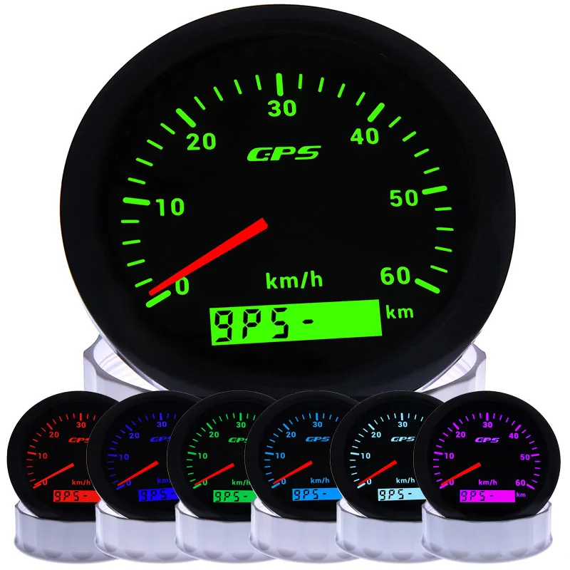 

85MM GPS Speedometer For Motorcycle Marine Boat 7 Color Backlight 30~ 200 Km/h Boat Car Truck Speed Gauge Meter With GPS Antenna