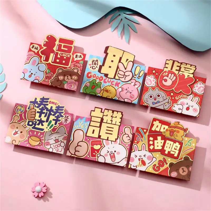 

6 шт., китайские красные конверты Hongbao для весеннего фестиваля, милые сумки для денег с кроликом, 2023, Новогодняя Подарочная сумка, счастливый ...