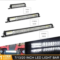 8 13 20 inch led work car light bar slim 12v 24v dual row combo beam light barfog light for suv niva lada 4x4 off road lamp