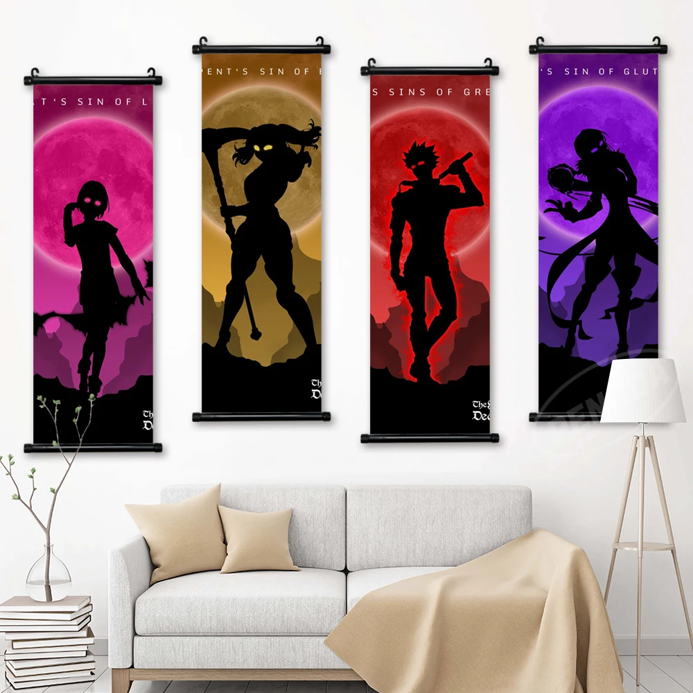 

Canvas Anime Home Decor The Seven Deadly Sins Picture Print Poster Wall Art Meliodas Scroll Hanging Painting Bedside Background