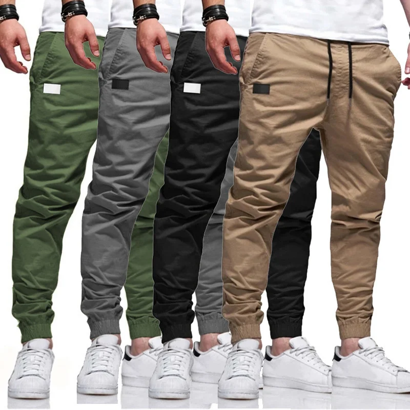

High Quality Khaki Casual Pants Men Military Tactical Joggers Solid Multi-pocket Cargo Trousers Fashions Hip Hop Army Trousers