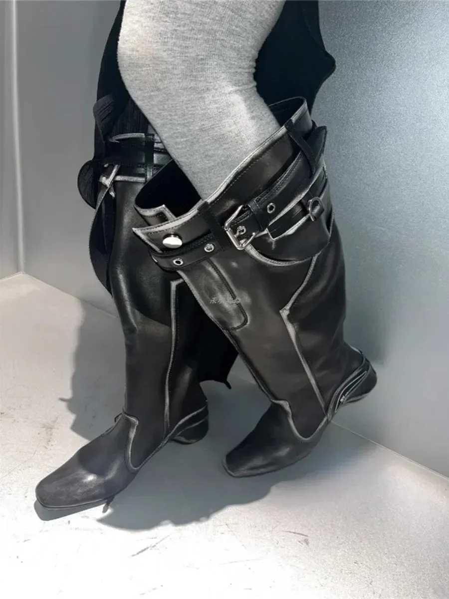 Ковбойские сапоги в стиле вестерн с матовым покрытием ретро плиссированные