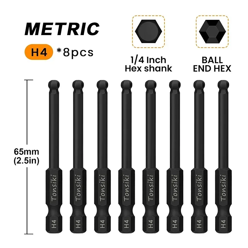 

Набор шестигранных бит H4 с шариковым наконечником, 8 шт., 100 мм, 65 мм, шестигранная головка, шестигранная отвертка, магнитное метрическое шариковое сверло с шестигранным ключом