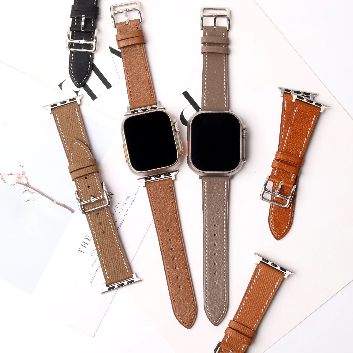 Фото Ремешок Be подходит для apple Watch, мягкий кожаный ремешок для Apple Watch 9/8 Ultra2/1 49 мм 45 мм 41 мм 38 мм 44 мм с козьей икрой №1