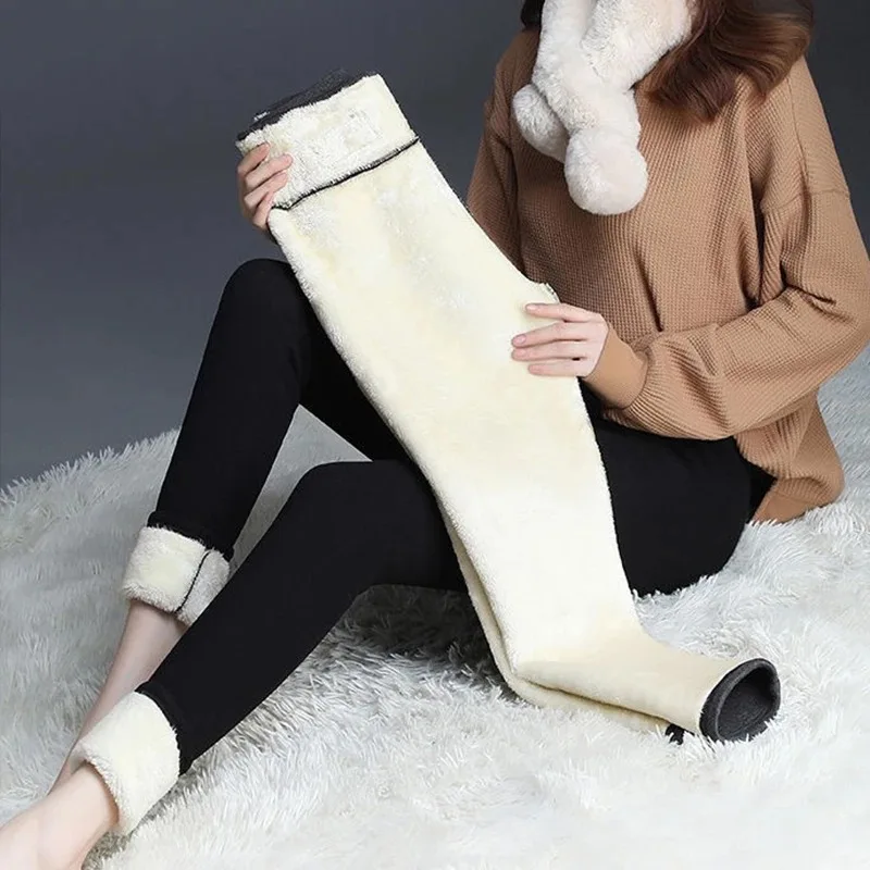 Winter Lamb Cashmere Leggings Keep Warm Sexy Pants For Women Super Thick High Stretch Skinny Fitness Lambwool Outdoor Clothings