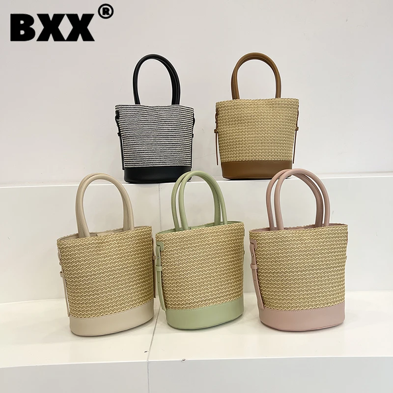 

[BXX] 2023 New Fashion Summer Versatile Popular Handbag For Women Large Capacity Shoulder Woven Bag Beach Vacation Bags 8AB397