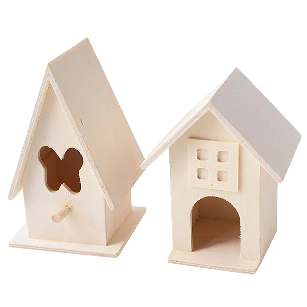 

Wood Bird Birdhouse Box House Unfinished Patio Decorative Bed Birds Nesting Wooden Diy Garden Outdoorto Birdhouses Small