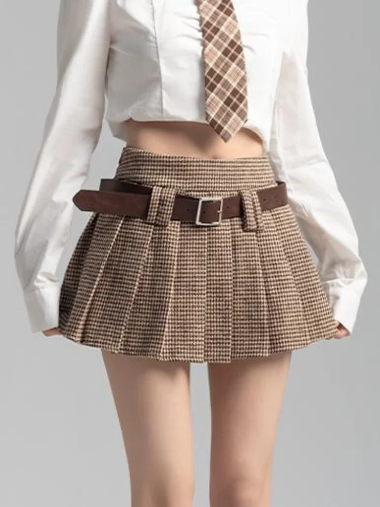 

Женская винтажная клетчатая мини-юбка в стиле преппи с заниженной талией