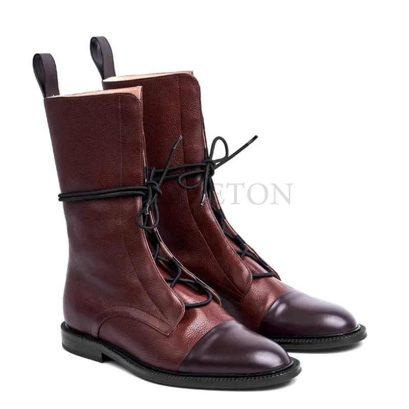 Snow Boots Women's Autumn English Style Flat Boots Women's Leather Casual Shoes Lace Up Short Boots Platform 35-43 Ankle