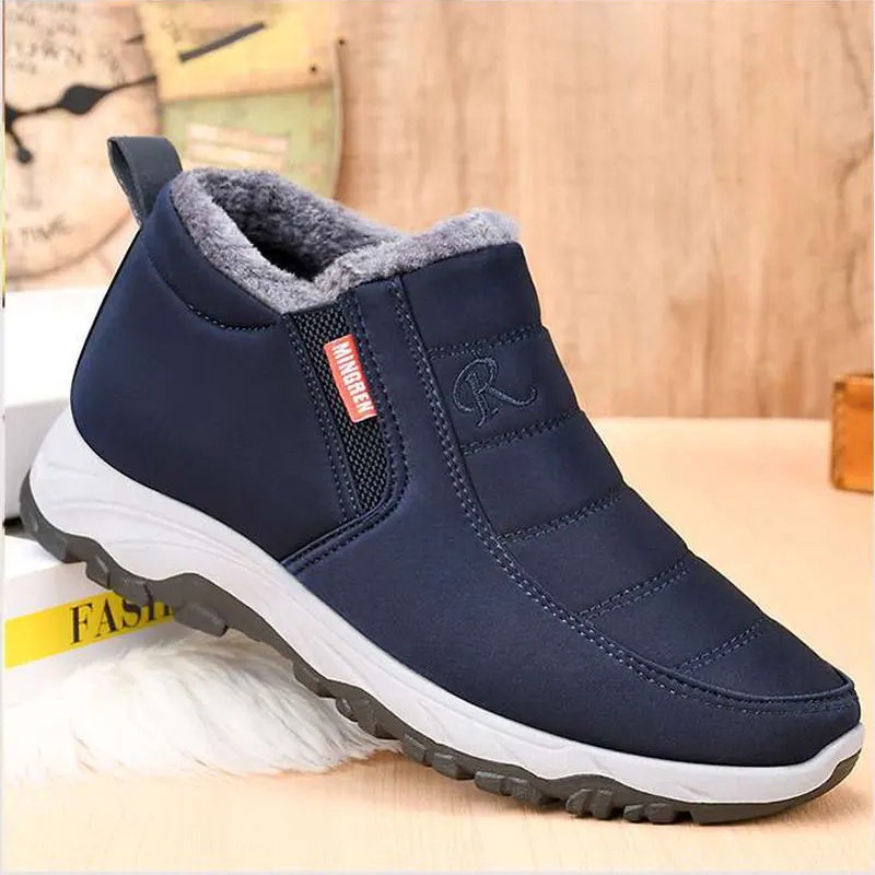 Men's Winter Cotton Shoes Plus Velvet Warm Anti Skid Sneakers Comfortable Wear-resistant Breathable Outdoor Sneakers Size 39-44