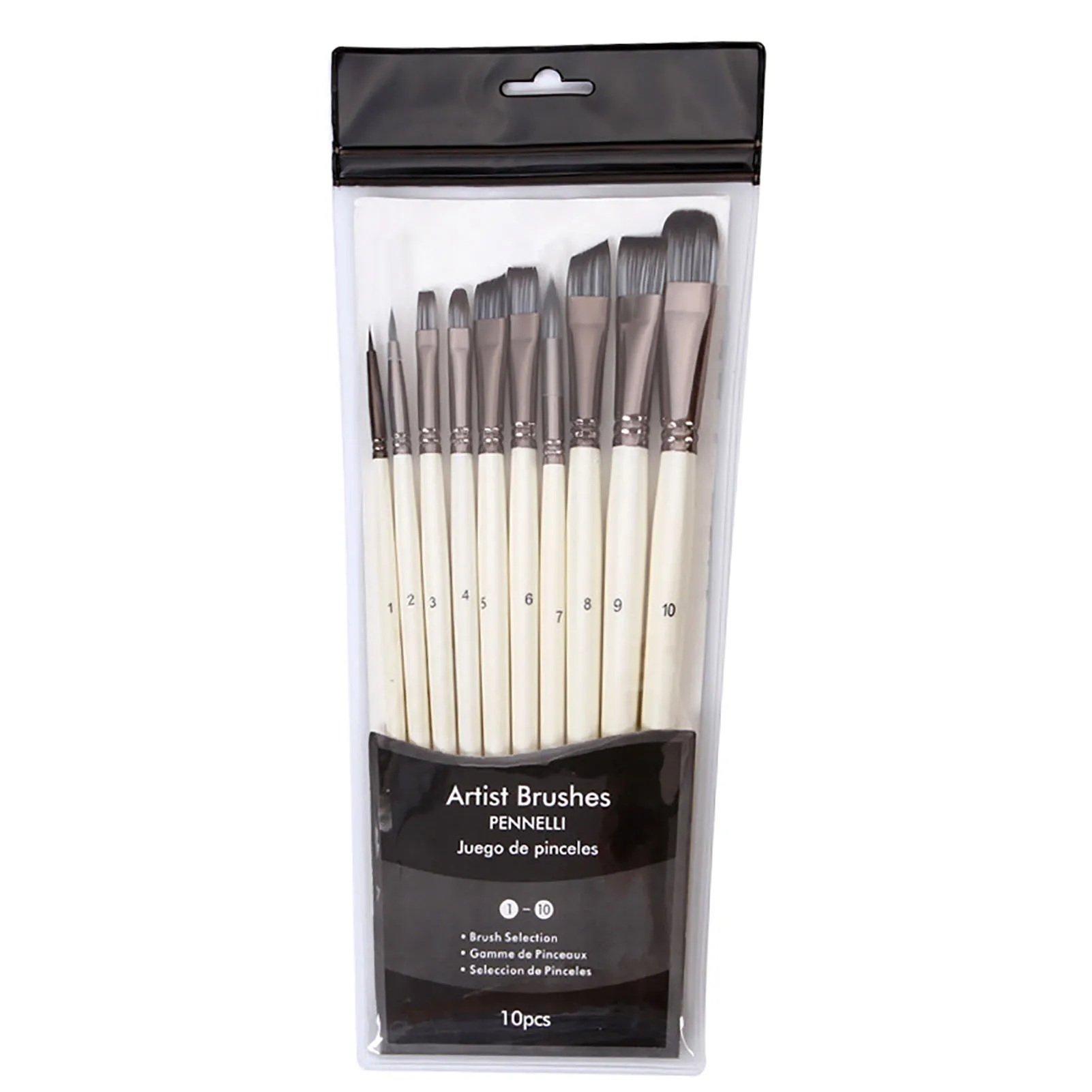 

10pcs For Acrylic Painting Paint Brush Easy Clean Beginner Nylon Hair Home Wooden Handle School Art Supply Watercolor Ergonomic