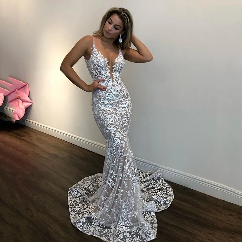 Spaghetti V-neck Cocktail Dresses Sequin Homecoming Mermaid Backless Slim Fit Split Asymmetrical Sexy Sweep Train Prom Vestidos