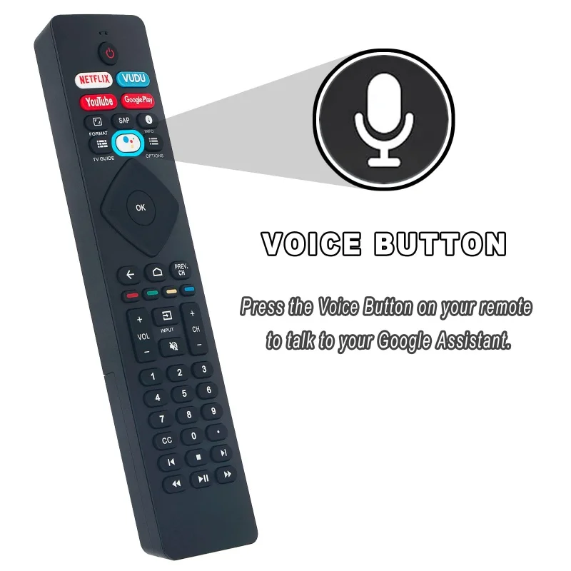 

New Replacement Voice Remote Control URMT47CND002 RF402A-V14 URMT26RST004 NH800UP URMT47CND0 Compatible with Philips Android TV