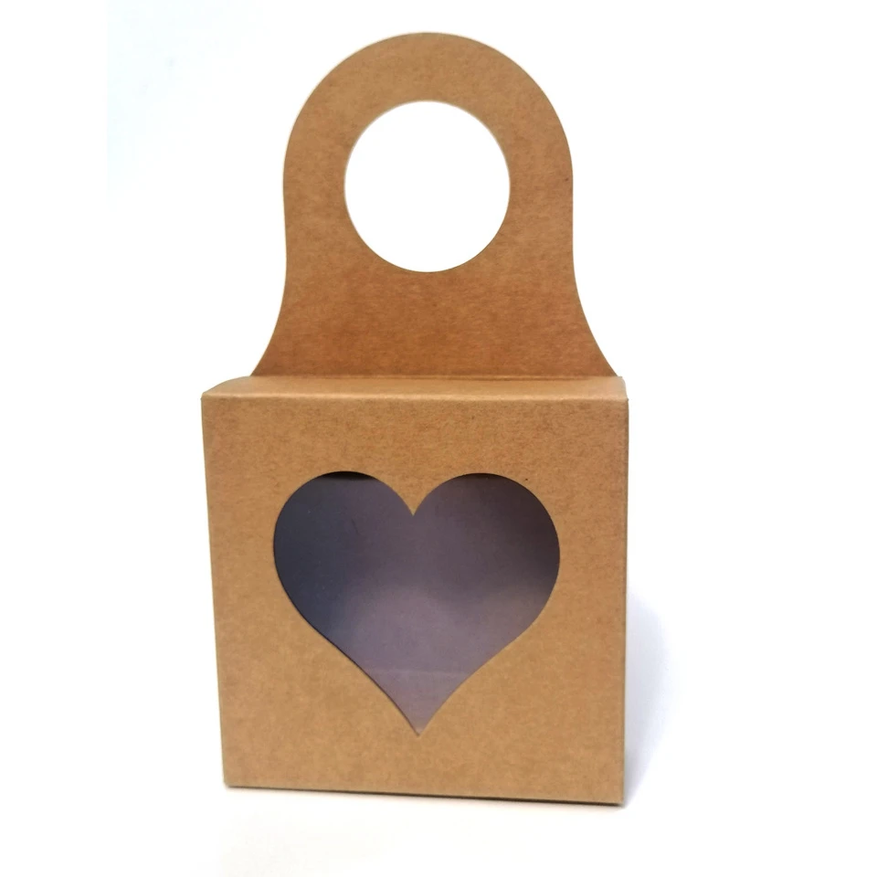 

25Pcs Kraft Paper Heart Box With Window Party Biscuit Candy Box Jewelry Packaging Gift Box Pop Cardboard Handmade Soap Box