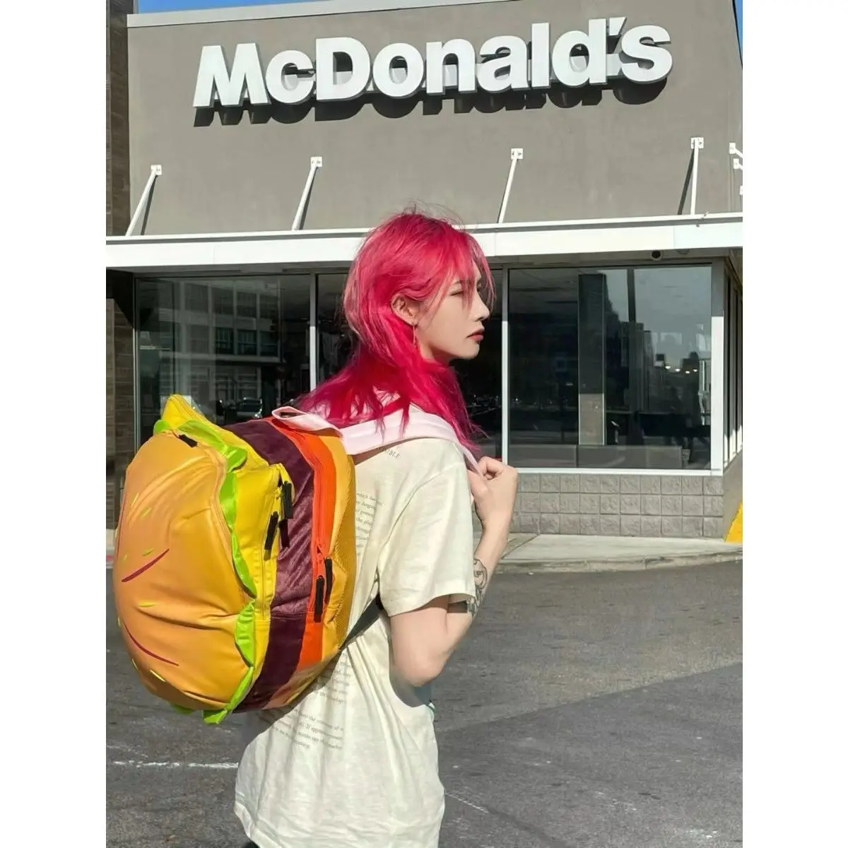 Y2K Korean Hamburger Kawaii Book Bag Cute Pu Leather Backpack Student Bags Schoolbag Kids Travel Girls Ladies Backpacks Women