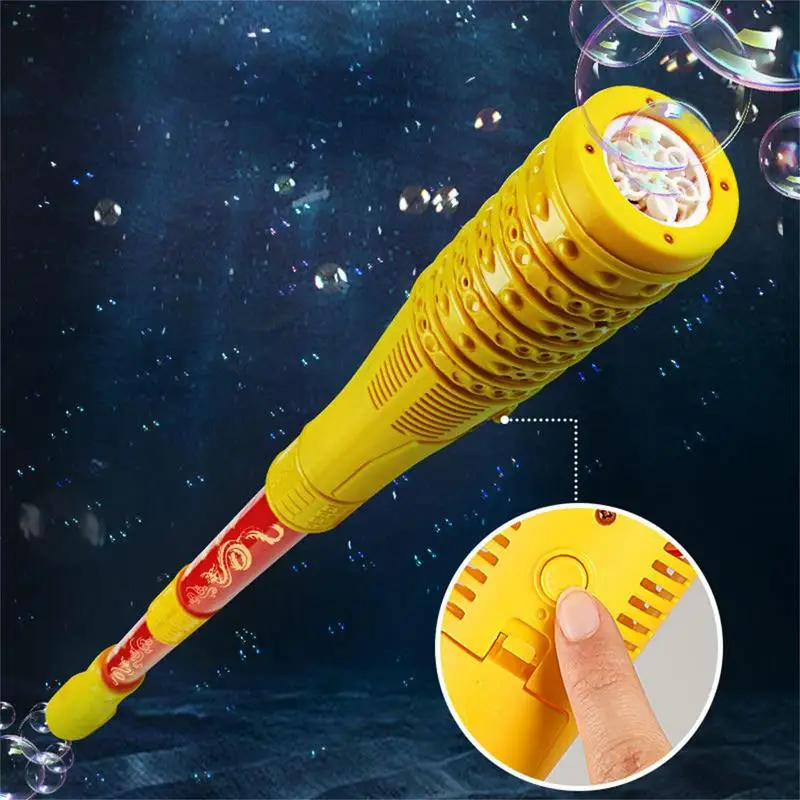 

Electric Automatic Soap Bubbles Machine Golden Stick Bubble Machine Childrens Hand Held Stick LED Light Blower Toys for Kids