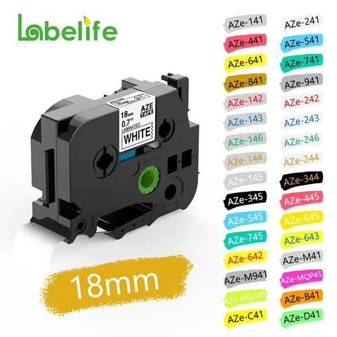Лента для этикеток 18 мм TZe-241 Совместима с Brother P Touch TZe Лента 18 мм 0,7 Ламинированная белая для Brother Ptouch PT-D400 PTD600 710BT