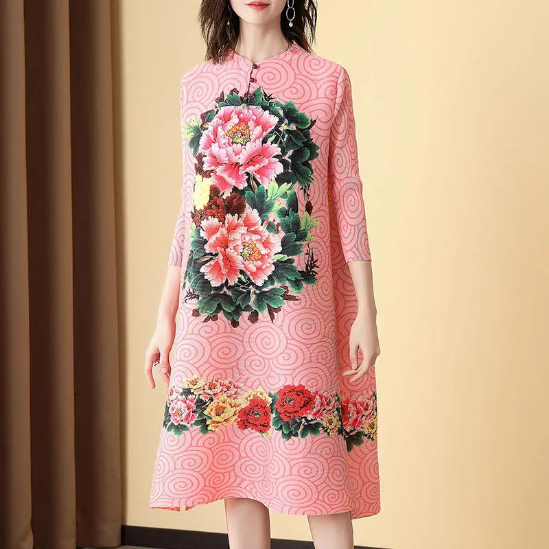 

Pleated retro dress 2021 summer new loose temperament is thin