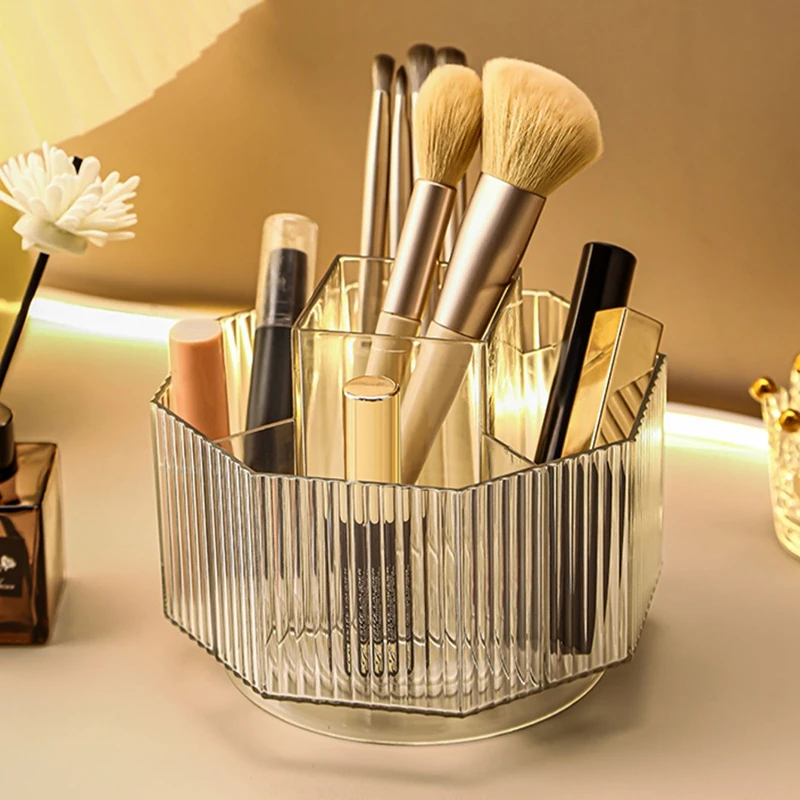 

360° Rotating Makeup Storage Box Dressing Room Makeup Brush Organizers Desktop Cosmetic Storage Holder Lipstick Organizer