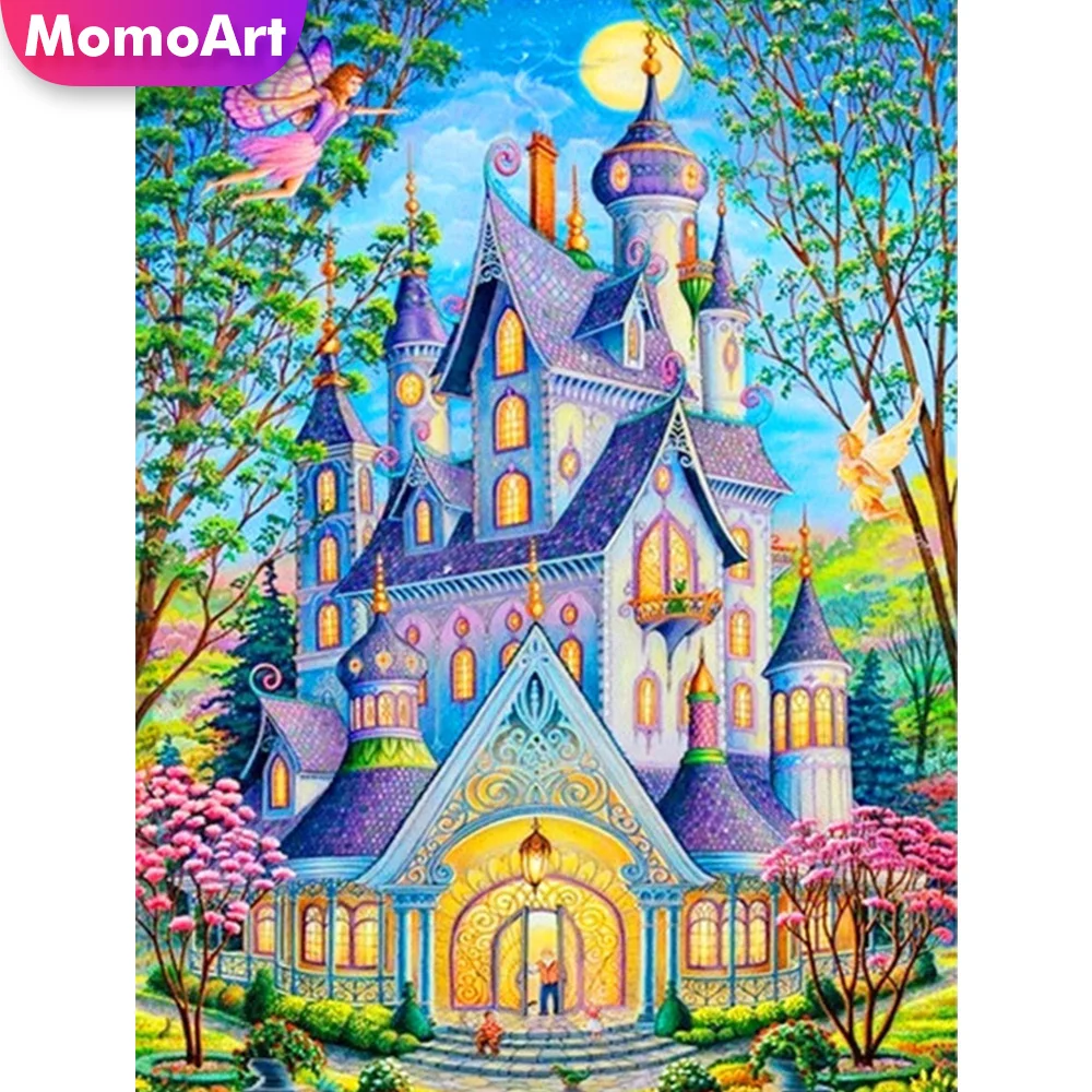 Momoart DIY Дом алмазная живопись замок мультфильм полная квадратная круглая